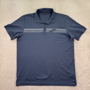 Travis Mathew Men's XL Polo Shirt Blue Striped Golf Short Sleeve Casual Preppy